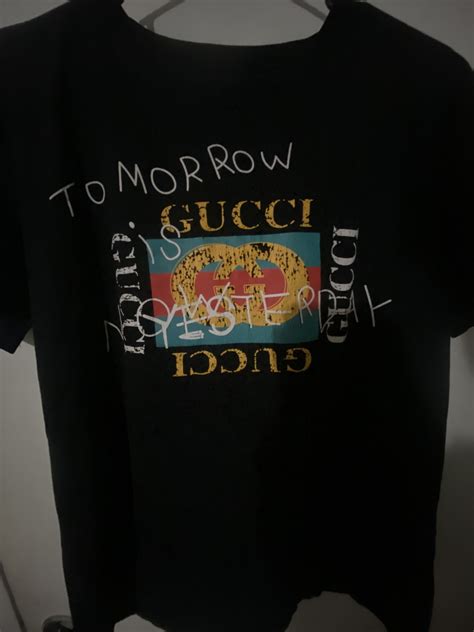 gucci tomorrow is now yesterday shirt black|gucci slogans.